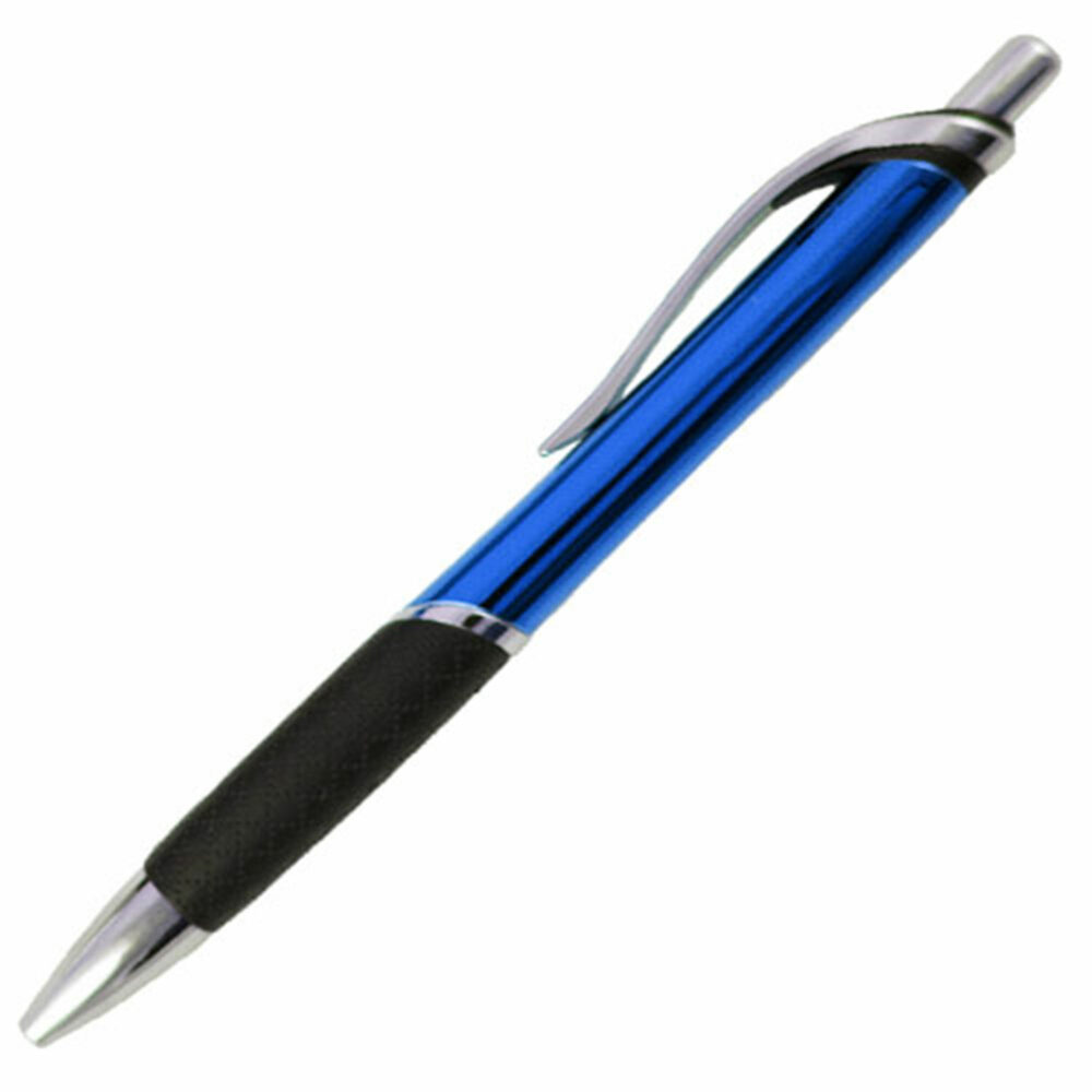 UVRP – UV Coated Ballpoint Click Pen w_Grip – Laser Engraved_UV Coated Blue