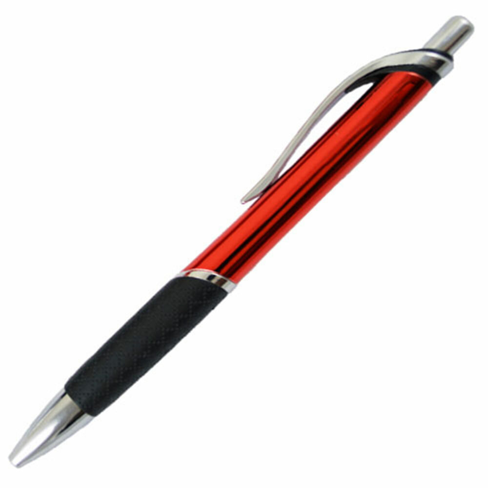 UVRP – UV Coated Ballpoint Click Pen w_Grip – Laser Engraved_UV Coated Red